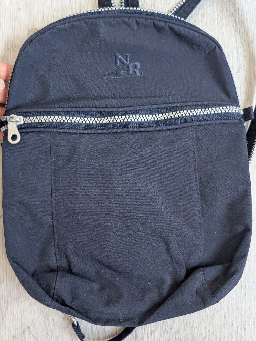 NR Navy Blue Everyday Practical Lightweight Nylon Backpack with Silver Zipper - Picture 4 of 13